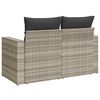 vidaXL Sofa ogrodowa z poduszkami, 2-osobowa, jasnoszara, polirattan