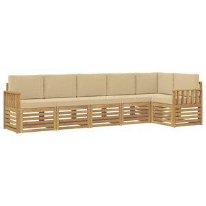 vidaXL Zestaw sof na zewnątrz 6 pcs Biały i Beżowy 306 x 128,5 x 73 cm