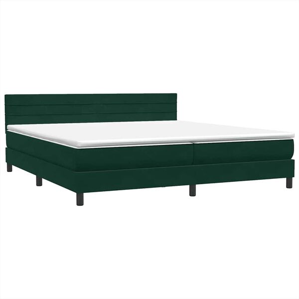 vidaXL Ł&oacute;żko typu Box Spring z materacem Ciemnozielone 180x220 cm