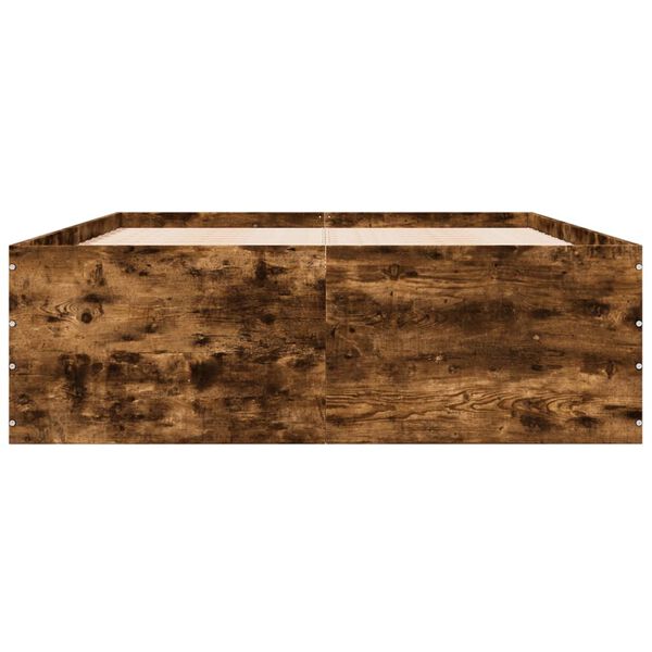 vidaXL Rama ł&oacute;żka, przydymiony dąb, 135x190cm, materiał drewnopochodny