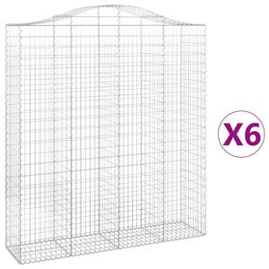 vidaXL Kosze gabionowe, 6 szt, 200x50x220/240 cm, galwanizowane żelazo