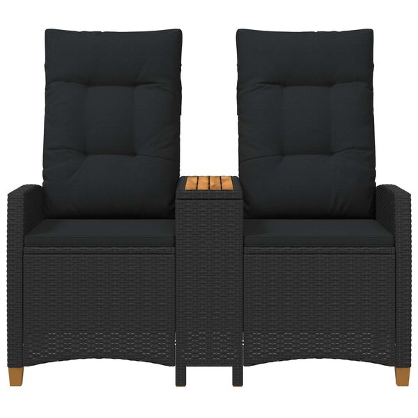 vidaXL Leżanka z stolikiem Czarny 126 x 65 x 112 cm polirattan