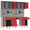 vidaXL Szafka robocza 10 pcs Czerwony Drewno inżynieryjne i stal