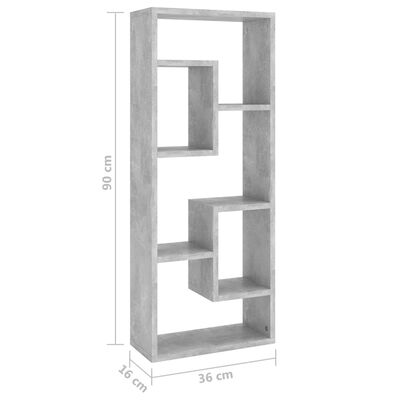 vidaXL Półka ścienna, szarość betonu, 36x16x90 cm