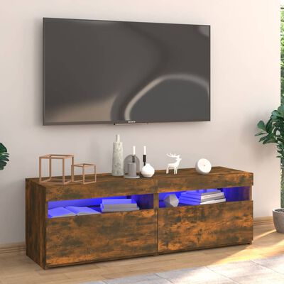 vidaXL Szafka pod TV z oświetleniem LED, przydymiony dąb, 120x35x40 cm
