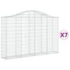 vidaXL Kosze gabionowe, 7 szt, 200x30x120/140 cm, galwanizowane żelazo