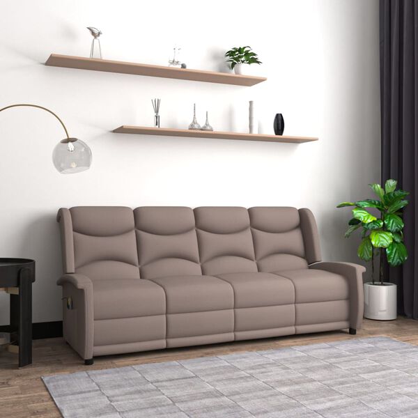 vidaXL Rozkładany fotel masujący, 4-os., kolor taupe, obity mikrofibrą