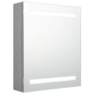 vidaXL Szafka łazienkowa z lustrem i LED, szarość betonu, 50x14x60 cm