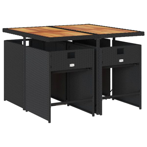 vidaXL 5-cz. zestaw mebli ogrodowych z poduszkami, czarny, polirattan