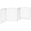 vidaXL Składana bramka dla psa, z drzwiami, 4 panele, biała, 320 cm