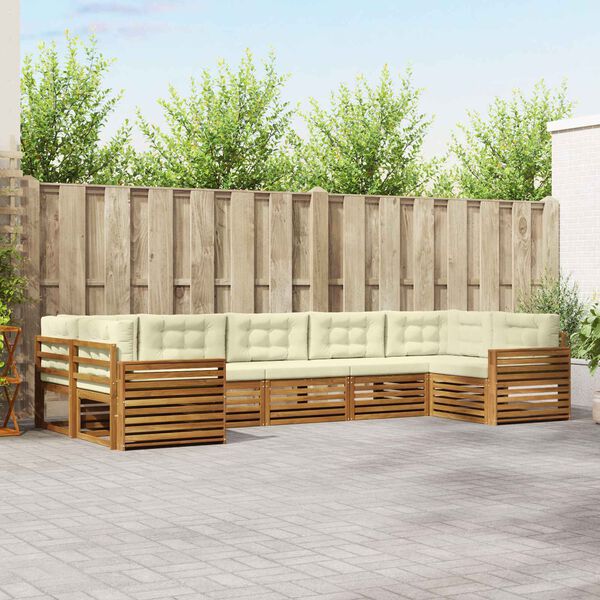 vidaXL Zestaw sof na zewnątrz z poduszką 7 pcs Naturalny i Kremowy