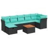 vidaXL 8-cz. zestaw wypoczynkowy do ogrodu z poduszkami, czarny, polirattan