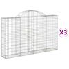 vidaXL Kosze gabionowe, 3 szt, 200x30x120/140 cm, galwanizowane żelazo