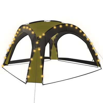 vidaXL Namiot imprezowy z LED i 4 ściankami, 3,6x3,6x2,3 m, zielony