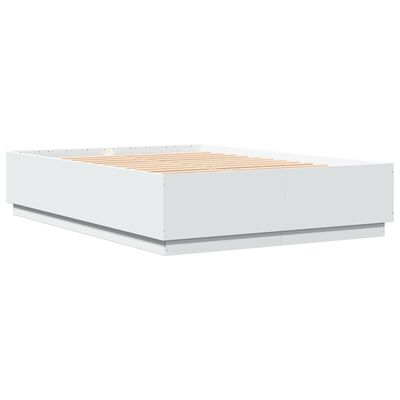 vidaXL Rama łóżka z LED, biała, 120x200 cm, materiał drewnopochodny
