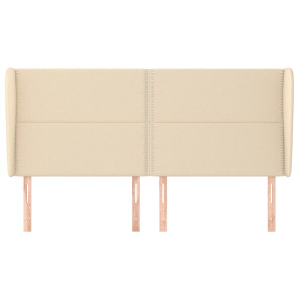 vidaXL Zagł&oacute;wek uszak, kremowy, 183x23x118/128 cm, tkanina