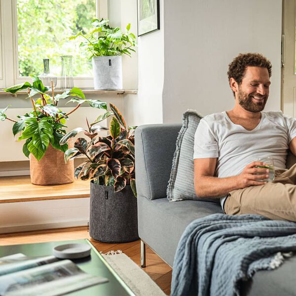 LECHUZA Doniczka TRENDCOVER 32 Felt, all-in-one, ciemnoszara