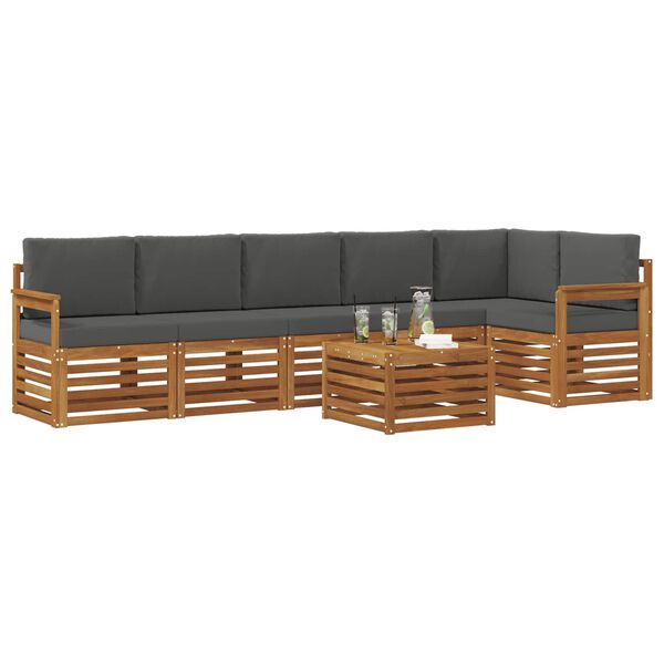 vidaXL Zestaw sofy narożnej z poduszką 7 pcs Naturalny i Antracytowy