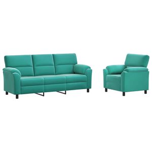 vidaXL Zestaw Sof 2 pcs Turkusowy Welur