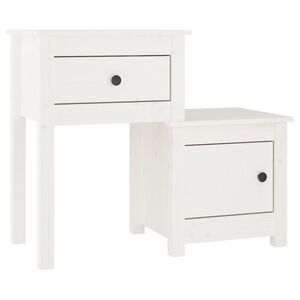 vidaXL Szafka nocna, biała, 79,5x38x65,5 cm, lite drewno sosnowe
