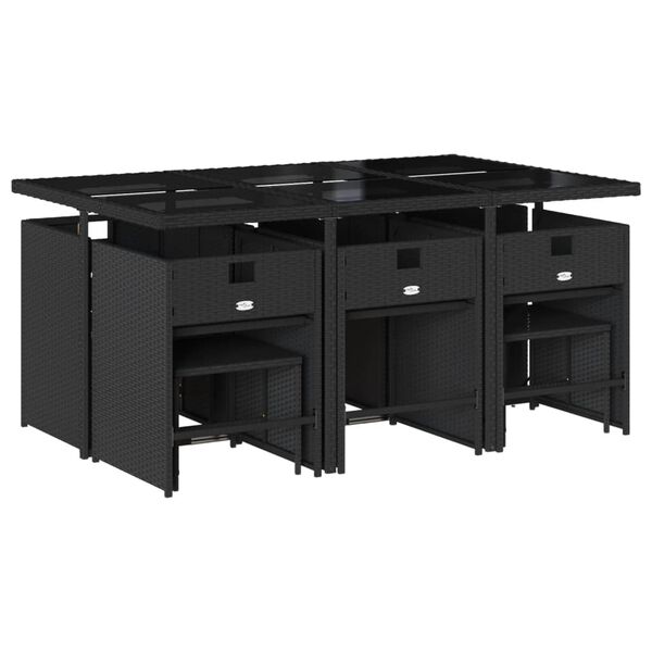 vidaXL 11-cz. zestaw mebli do ogrodu, z poduszkami, czarny rattan PE