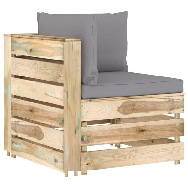 vidaXL Moduł sofy narożnej z poduszkami, impregnowane drewno