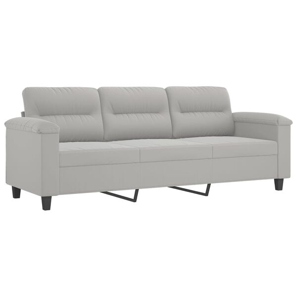 vidaXL 3-osobowa sofa z poduszkami, jasnoszara, 180 cm, mikrofibra