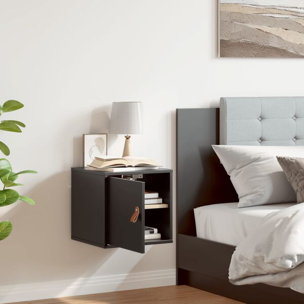 vidaXL Szafka ścienna, czarna, 31,5x30x30 cm, lite drewno sosnowe