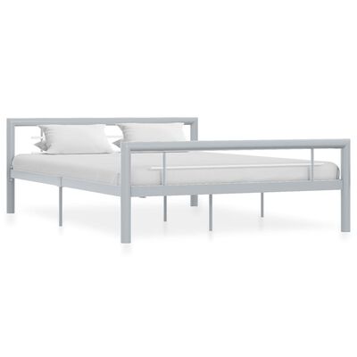 vidaXL Rama łóżka, szaro-biała, metalowa, 120 x 200 cm