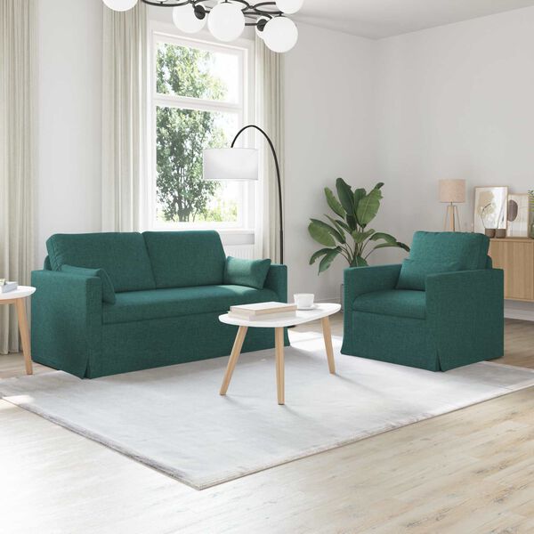 vidaXL Sofa 2 pcs Ciemna zieleń 158 x 78 x 80 cm tkanina