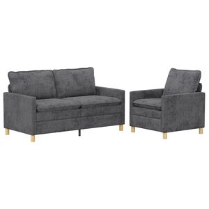 vidaXL Zestaw Sof 2 pcs ciemnoszary Poliester