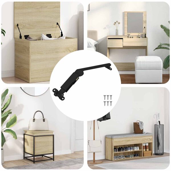 vidaXL Zawias wspierający pokrywę 12 pcs Czarny 192 x 32 x 50 mm Stal