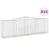 vidaXL Kosze gabionowe, 15 szt, 400x50x120/140cm, galwanizowane żelazo