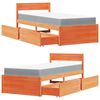 vidaXL Ł&oacute;żko z szufladami i materacem, woskowy brąz, 90x200 cm, sosna