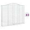 vidaXL Kosze gabionowe, 3 szt, 200x30x160/180 cm, galwanizowane żelazo