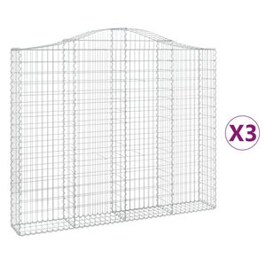 vidaXL Kosze gabionowe, 3 szt, 200x30x160/180 cm, galwanizowane żelazo
