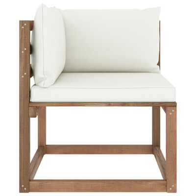 vidaXL Ogrodowa sofa narożna z palet, z kremowymi poduszkami