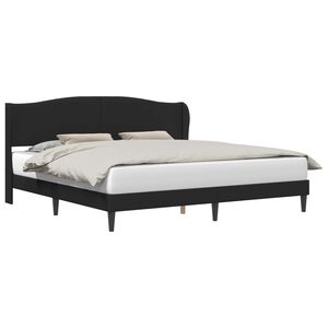 vidaXL Ramka ł&oacute;żka Z zagł&oacute;wkiem Czarny 200 x 200 cm Ekosk&oacute;ra