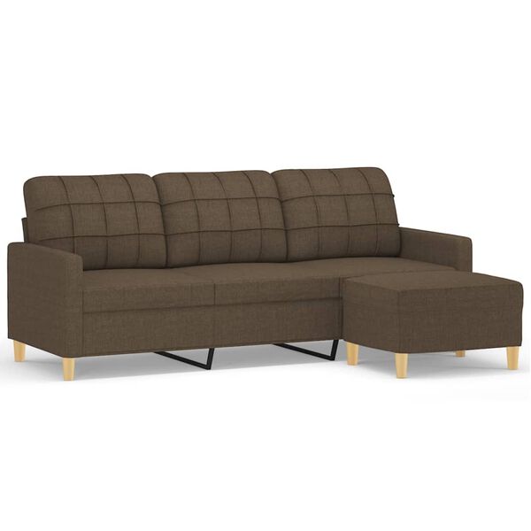 vidaXL 3-osobowa sofa z podn&oacute;żkiem, brązowy, 180 cm, tkaniną