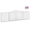 vidaXL Kosze gabionowe, 9 szt, 400x30x100/120 cm, galwanizowane żelazo
