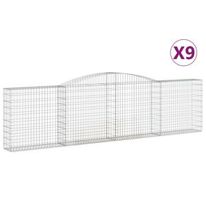 vidaXL Kosze gabionowe, 9 szt, 400x30x100/120 cm, galwanizowane żelazo
