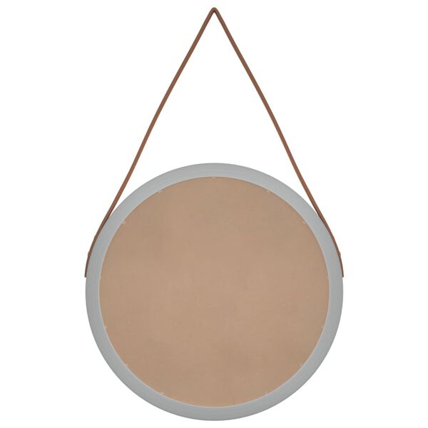 vidaXL Lustro ścienne na pasku, srebrne, &Oslash;45 cm