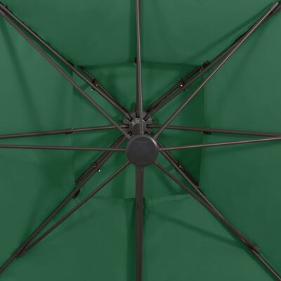 vidaXL Parasol wiszący z podwójną czaszą, 300x300 cm, zielony