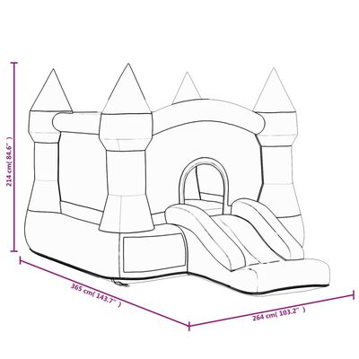 Happy Hop Nadmuchiwany zamek ze zjeżdżalnią, 264x365x214 cm