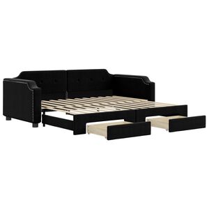 vidaXL Sofa rozsuwana z szufladami, czarna, 80x200 cm, tkanina