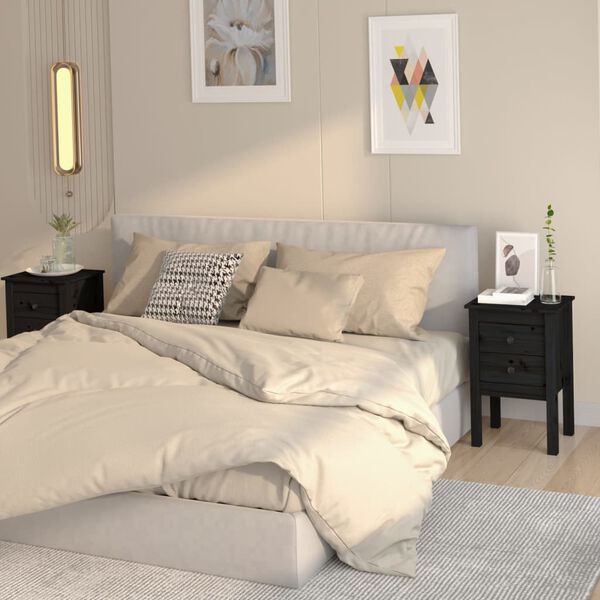 vidaXL Szafki nocne, 2 szt., czarny, 40x35x61,5cm, lite drewno sosnowe