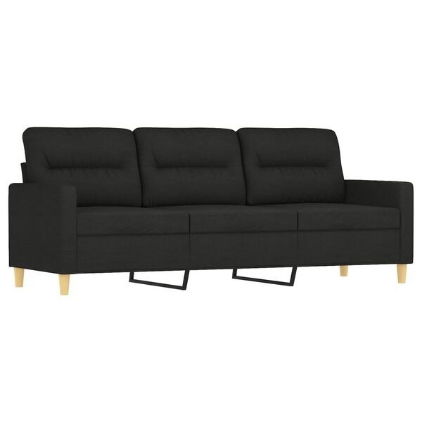 vidaXL 3-osobowa sofa wypoczynkowa z poduszkami, czarna, 180 cm