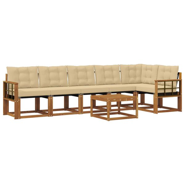 vidaXL Zestaw sof na zewnątrz z poduszką 7 pcs Naturalny i Beżowy