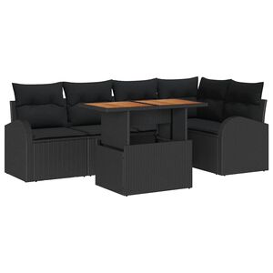 vidaXL Zestaw Sof na Ogr&oacute;d z przechowywaniem 6 pcs Czarny Polirattan