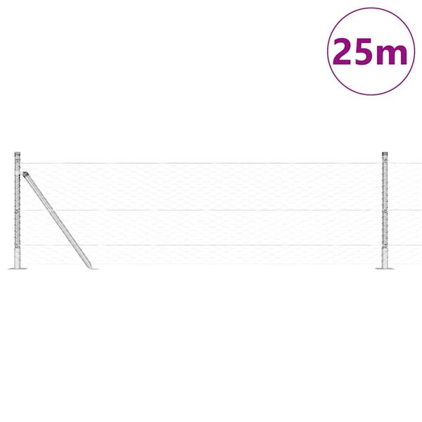 vidaXL Słupek ogrodzeniowy. Srebrny 25 x 0,6 m (siatka 36 mm) Stal